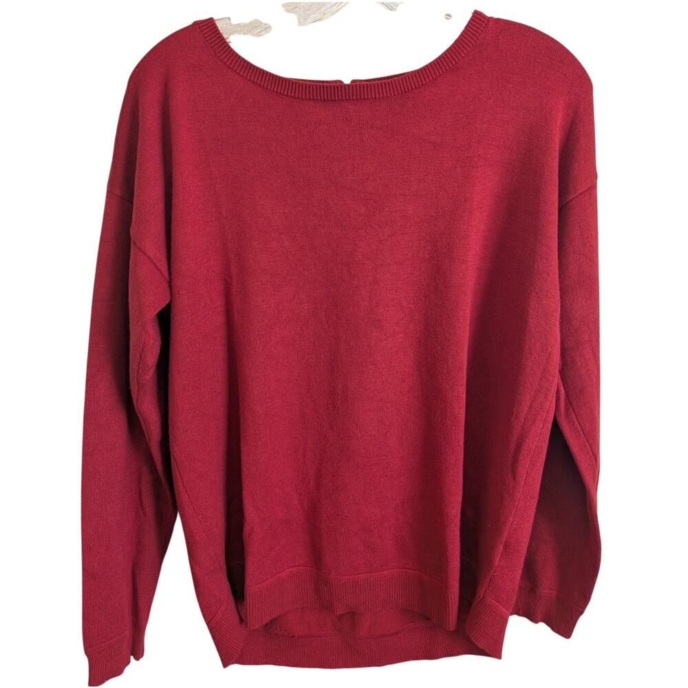 Cable & Gauge Womens Medium Rust Burnt Red Orange Knit Sweater Long Sleeve bh